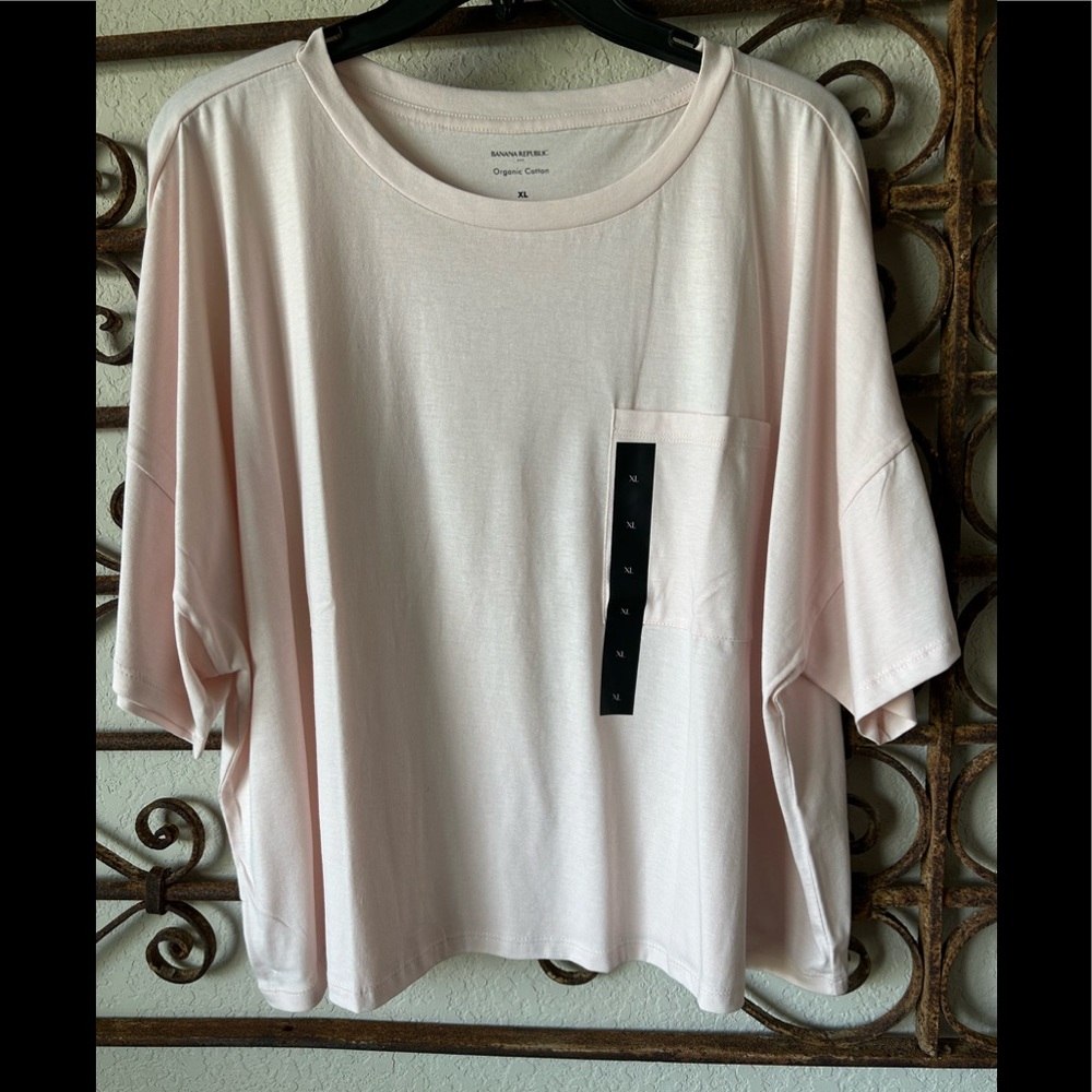 Banana Republic Factory Pale Pink Oversized Cropped Organic Cotton Tee